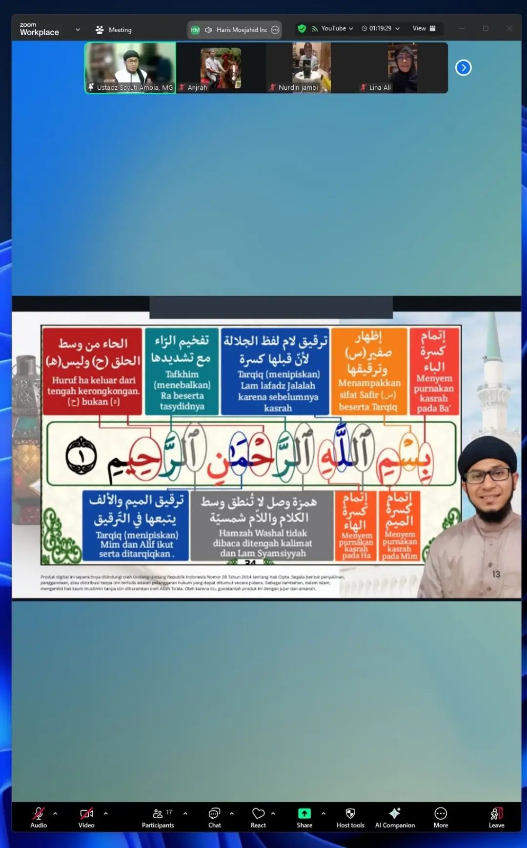 Penjelasan Al Fatihah di kelas Zoom